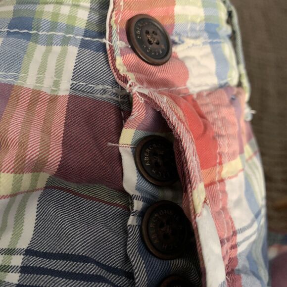 Abercrombie & Fitch Plaid Shorts Heavy Cotton Button Fly Blue Size 28 NEW - Picture 7 of 7